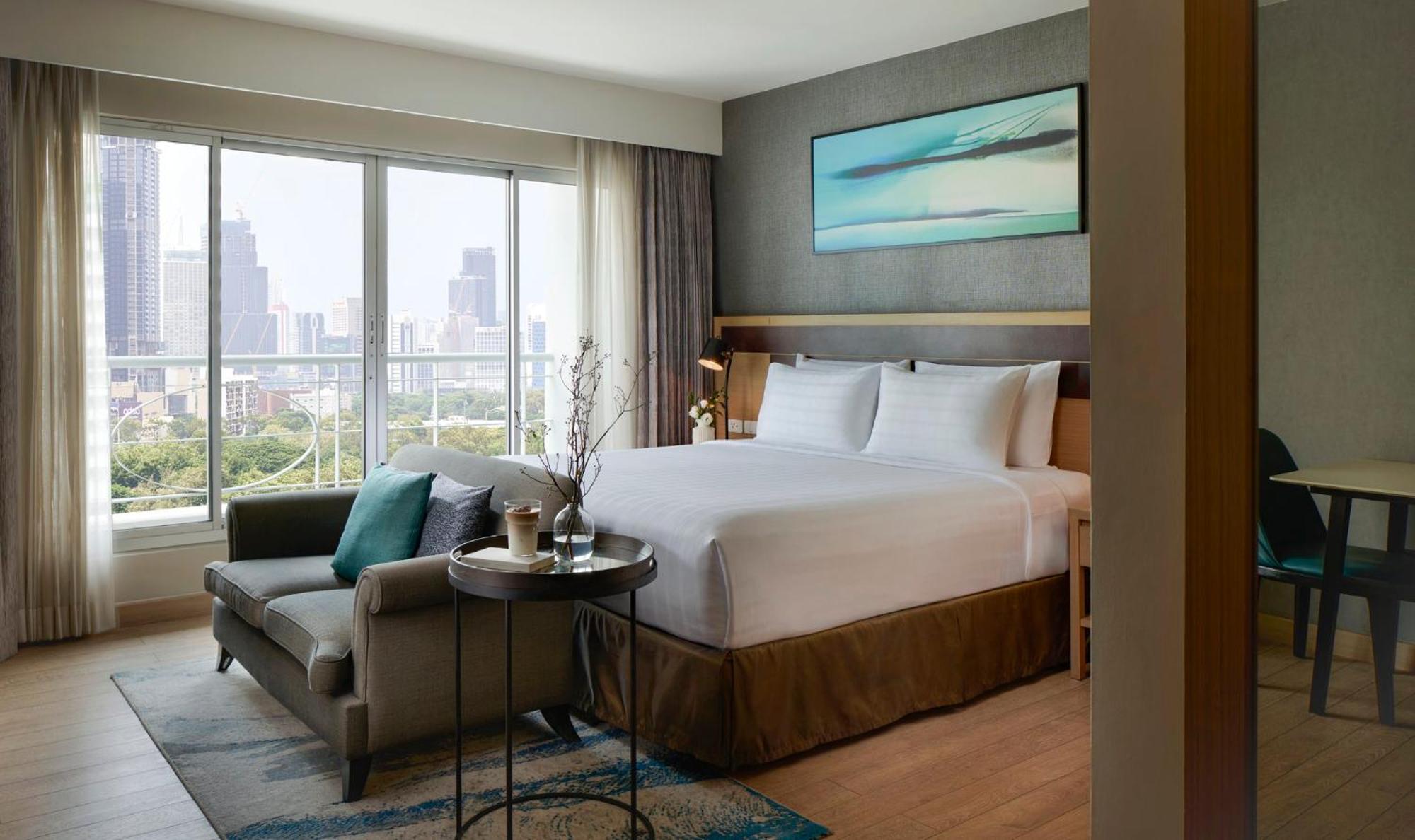 Estudio con 1 cama extragrande y vistas al lago
